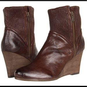 Frye Corby Side Zip Boot in Dark Brown Antique